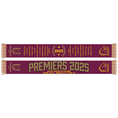 Brisbane Broncos NRL 2025 Premiers Mens Adults Scarf