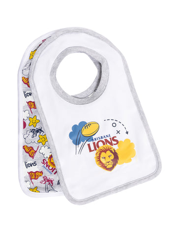 Brisbane Lions Baby Infants 2 Pack Bib Set