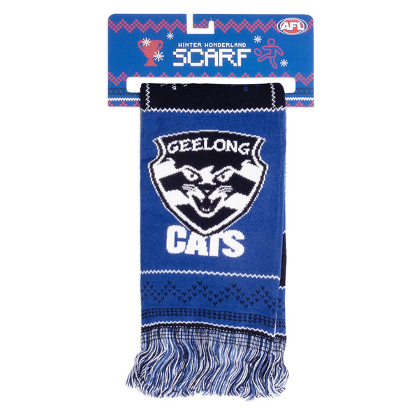 Geelong Cats Mens Adults Winter Wonderland Ugly Scarf