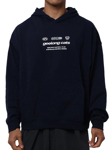 Geelong Cats Mens Lifestyle Box Fit Navy Hoodie