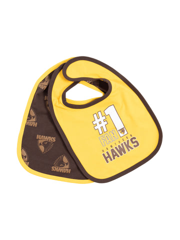 Hawthorn Hawks Babies Infants 2 Pack Bib Set