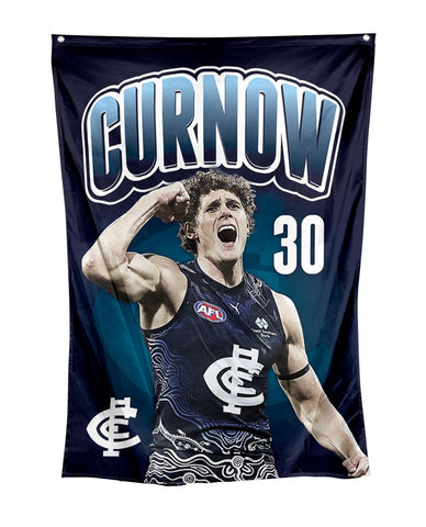 Carlton Blues AFL Player Wall Flag Charlie Curnow