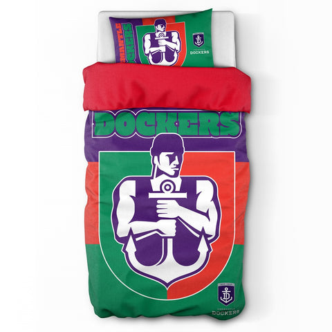 Fremantle Dockers Mascot Single Quilt Doona Duvet Cover Pillowcase Set
