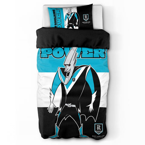 Port Adelaide Power Mascot Single Quilt Doona Duvet Cover Pillowcase Set