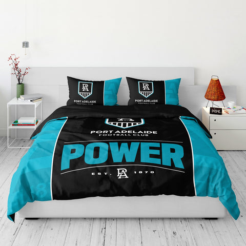 Port Adelaide Power Quilt Doona Duvet Cover Pillowcase Set