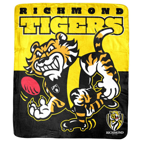 Richmond Tigers Retro Mascot Coral Fleece Throw Rug