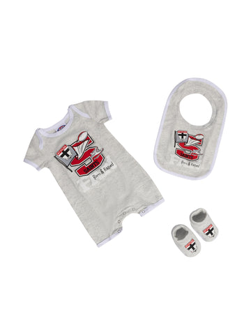 St Kilda Saints Baby Infants Footy Fan Romper Bib Booties Gift Set