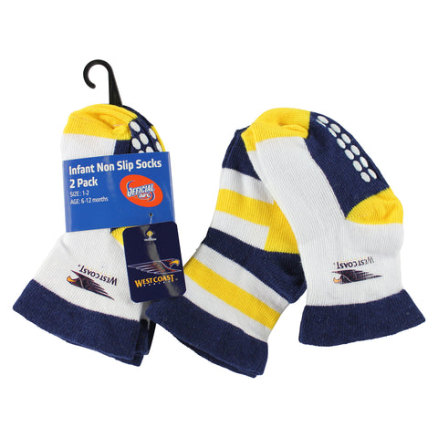 West Coast Eagles Baby Infant Nonslip Crew Socks 2 pk