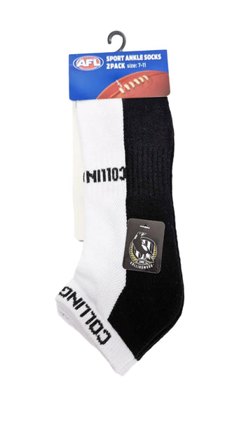 Collingwood Magpies High Performance Sport Ankle Socks 2pk