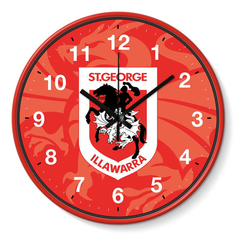St George Dragons NRL 30cm Team Logo Wall Clock