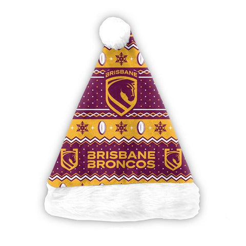 Brisbane Broncos NRL Christmas Santa Hat