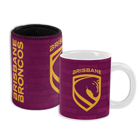 Brisbane Broncos NRL Mug and Can Cooler