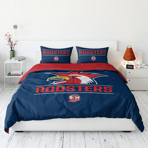 Sydney Roosters NRL Quilt Doona Duvet Cover Pillowcase Set