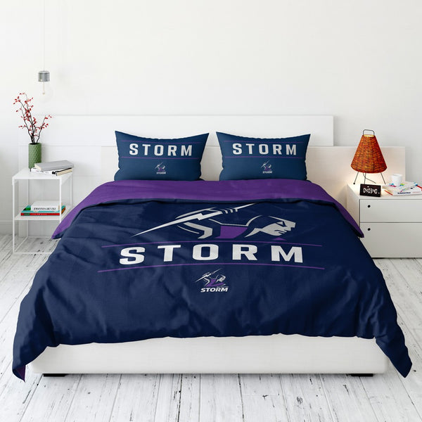 Melbourne Storm NRL Quilt Doona Duvet Cover Pillowcase Set