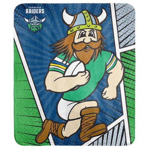 Canberra Raiders NRL Mascot Coral Fleece Throw Rug