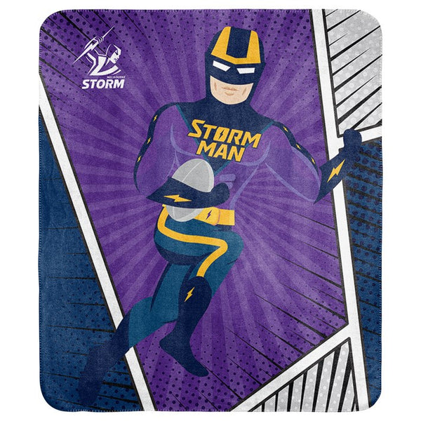 Melbourne Storm NRL Mascot Coral Fleece Throw Rug
