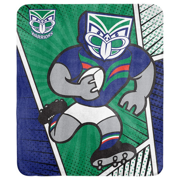 New Zealand Warriors NRL Mascot Coral Fleece Throw Rug