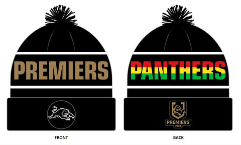 Penrith Panthers NRL 2023 Premiers Mens Adults Pom Pom Beanie