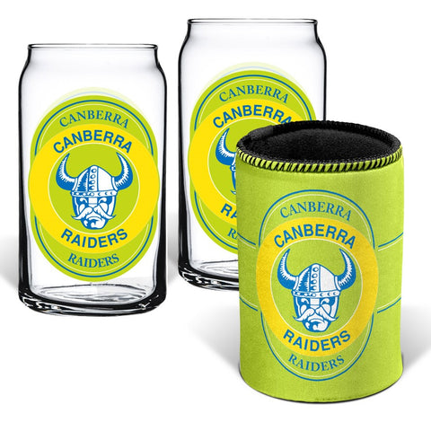 Canberra Raiders NRL Can Glasses and Can Cooler