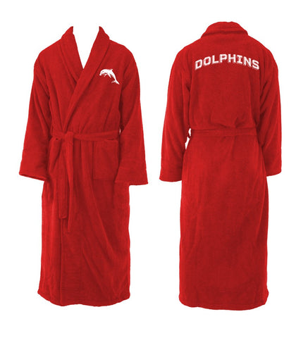 Redcliffe Dolphins NRL Mens Adults Long Sleeve Robe Dressing Gown