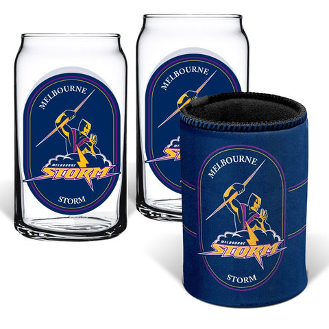 Melbourne Storm NRL Can Glasses and Can Cooler