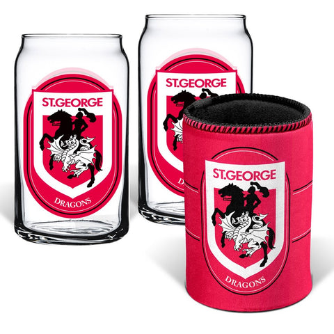 St George Dragons NRL Can Glasses and Can Cooler