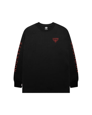 Essendon Bombers Mens Adults Wordmark Long Sleeve Tee