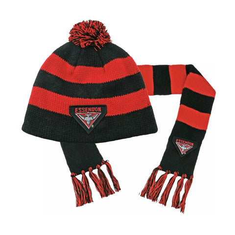 Essendon Bombers Baby Infant Toddler Beanie Scarf Pack