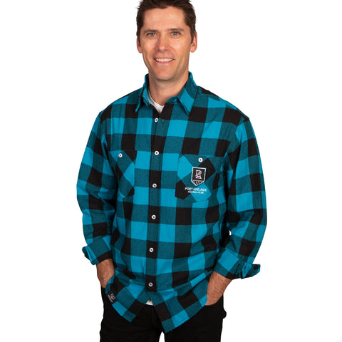 Port Adelaide Power Mens Adults Lumberjack Flannel Shirt