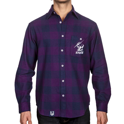 Melbourne Storm NRL Mens Adults Lumberjack Flannel Shirt