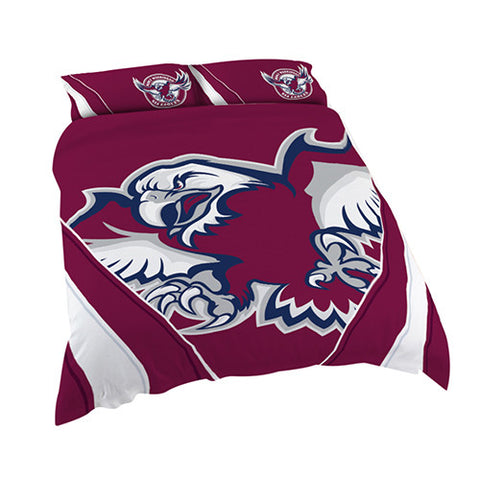 Manly Sea Eagles Quilt Doona Duvet Cover Pillow Case Set - Spectator Sports Online