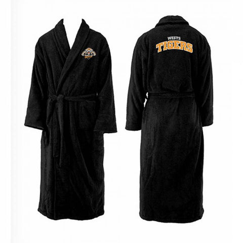 Wests Tigers NRL Mens Adults Long Sleeve Robe Dressing Gown