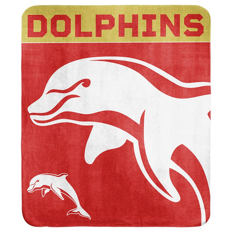 Redcliffe Dolphins NRL Polar Fleece Throw Rug Blanket
