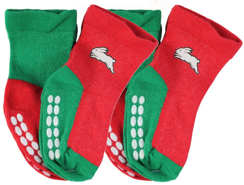 South Sydney Rabbitohs NRL Baby Infant Nonslip Crew Socks 2 pk