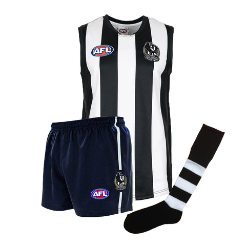 Collingwood Magpies Kids Youths AFL Auskick Playing Pack Jumper Guernsey Shorts Socks