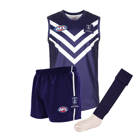 Fremantle Dockers Kids Youths AFL Auskick Playing Pack Jumper Guernsey Shorts Socks