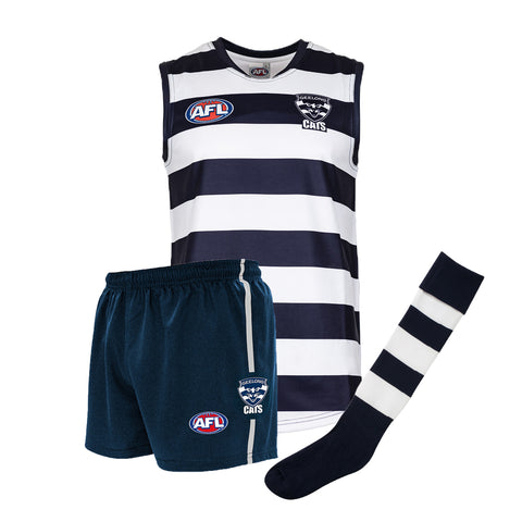 Geelong Cats Kids Youths AFL Auskick Playing Pack Jumper Guernsey Shorts Socks