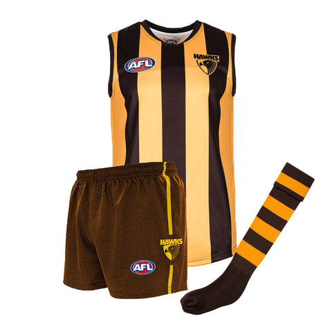 Hawthorn Hawks Kids Youths AFL Auskick Playing Pack Jumper Guernsey Shorts Socks