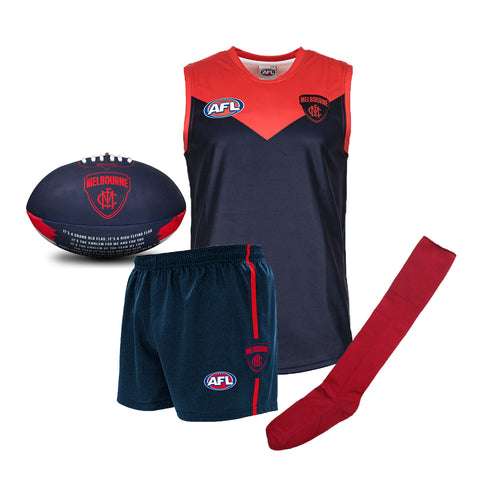 Melbourne Demons Kids Youths AFL Auskick Playing Pack with Football