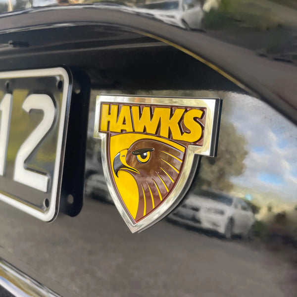 Hawthorn Hawks 3D Peel-N-Stick Chrome Car Badge Decal Coated Auto Sticker