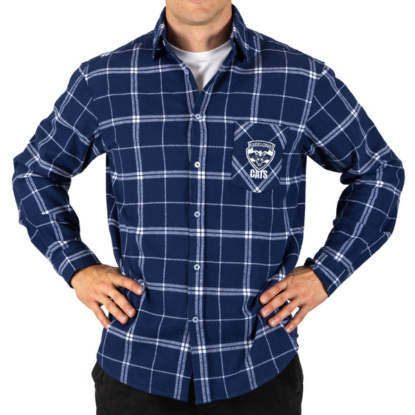 Geelong Cats Mens Adults Mustang Flannel Shirt
