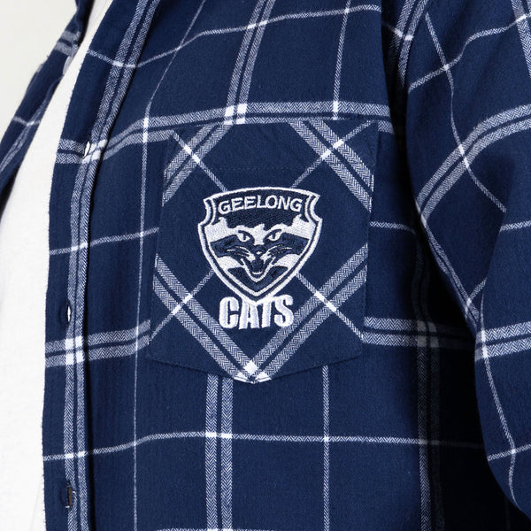 Geelong Cats Mens Adults Mustang Flannel Shirt