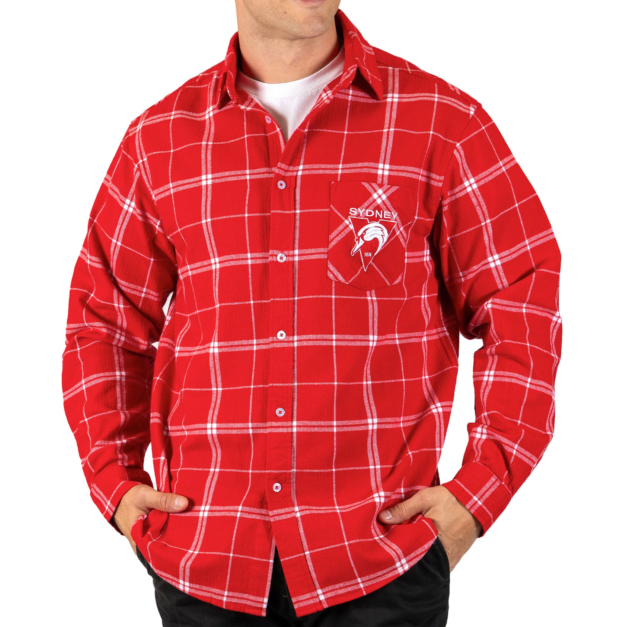 Sydney Swans Mens Adults Mustang Flannel Shirt - Main Image