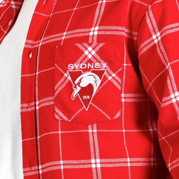 Sydney Swans Mens Adults Mustang Flannel Shirt