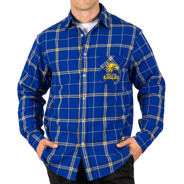 West Coast Eagles Mens Adults Mustang Flannel Shirt