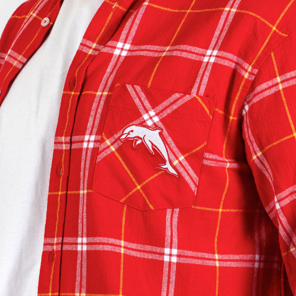 Redcliffe Dolphins NRL Mens Adults Mustang Flannel Shirt