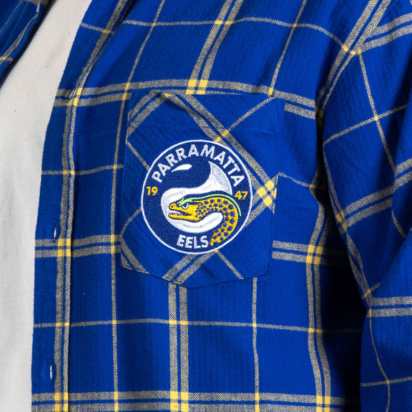 Parramatta Eels NRL Mens Adults Mustang Flannel Shirt