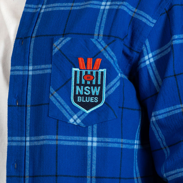 NSW Blues State of Origin Mens Adults Mustang Flannel Shirt