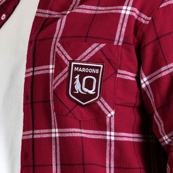 QLD Maroons State of Origin Mens Adults Mustang Flannel Shirt