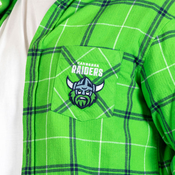 Canberra Raiders NRL Mens Adults Mustang Flannel Shirt